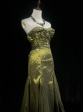 Retro Mermaid Sweetheart Sleeveless Olive Green With Silver Beads Long Flowers Prom Dresses Party Dress 21st Birthday Outfits Graduation Dresses HZ1121