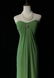 Retro A Line Sweetheart Green Chiffon Sleeveless Pleated Long Prom Dresses Party Dress 21st Birthday Outfits Graduation Dresses HZ1121
