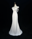 Vintage Bridal Dress Mermaid Sweetheart Backless Chiffon White Lace Long Wedding Dress Retro Wedding Dresses Modest Wedding Gowns HZ1121