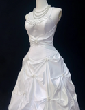 Vintage Bridal Dress Ball Gown Spaghetti Straps Taffeta White Long Wedding Dress Retro Wedding Dresses Modest Wedding Gowns HZ1121