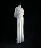 Vintage Bridal Dress Mermaid Square Neck Chiffon White Long Wedding Dress Retro Wedding Dresses Modest Wedding Gowns HZ1121
