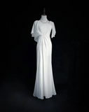Vintage Bridal Dress Mermaid Square Neck Chiffon White Long Wedding Dress Retro Wedding Dresses Modest Wedding Gowns HZ1121