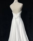 Vintage Bridal Dress A Line Spaghetti Straps Chiffon White Long Wedding Dress Retro Wedding Dresses Modest Wedding Gowns HZ1121
