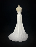 Vintage Bridal Dress Mermaid Spaghetti Straps Chiffon Beads White Long Wedding Dress Retro Wedding Dresses Modest Wedding Gowns HZ1121