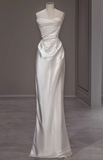 Elegant Satin Mermaid Wedding Dress Sleeveless Simple Bridal Gown HZ1121