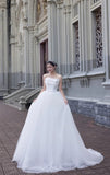 Simple Strapless Tulle Floor Length Wedding Dress Chic Sleeveless Bridal Gown HZ1121