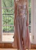 Sexy Sweetheart Neck Formal Dress Pink Satin Evening Gown Fashion Long Prom Dresses HZ1121