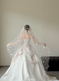Modest White Strapless Long Ball Gown Elegant Wedding Dress Simple Quinceanera Dress HZ1121