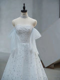Timeless Bridal Dress A-Line Off Shoulder Tulle White Long Wedding Dress Modest Bridal Dress HZ1121