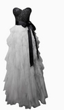 Fashion Black/Gray Long Ball Gown Tiered Tulle Evening Gown Modest Formal Dress Cute 18th Birthday Outfit HZ1121