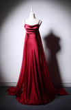 Elegant Burgundy Spaghetti Strap Long Evening Gowns A-Line 20th Birthday Dress Satin Ribbon Graduation Prom Dresses HZ1121