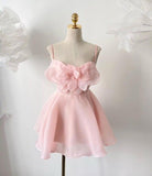 Trendy A Line Spaghetti Straps Blush Pink Mini Short Formal 8th Grade Homecoming Dresses Summer Middle School Hoco Dress Homecoming Outfits HZ1121