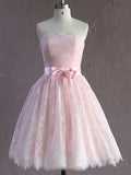Pretty Ball Gown Strapless Tulle Pink Formal 8th Grade Homecoming Dresses Summer Middle School Hoco Dress 6th Grade Graduation Outfits HZ1121
