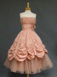 Pretty Ball Gown Strapless Blush Pink Tulle Formal 8th Grade Homecoming Dresses Summer Middle School Hoco Dress 6th Grade Graduation Outfits HZ1121