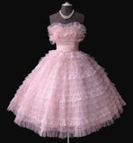 Pretty Ball Gown Strapless Pink Tulle Lace Formal 8th Grade Homecoming Dresses Summer Middle School Hoco Dress 6th Grade Graduation Outfits HZ1121