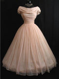 Vintage Ball Gown Scoop Blush Pink Formal 8th Grade Homecoming Dresses Summer Middle School Hoco Dress 6th Grade Graduation Outfits HZ1121