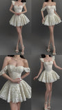 Fancy Short Hoco Dresses A line Square Mini Formal 8th Grade Homecoming Dresses Summer Middle School Lace Homecoming Outfits HZ1121