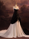 Pretty Wedding Dress Ball Gown Spaghetti Straps Black Satin Long Vintage Wedding Dresses Bridal Gowns Brides Gown HZ1121