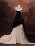 Pretty Wedding Dress Ball Gown Spaghetti Straps Black Satin Long Vintage Wedding Dresses Bridal Gowns Brides Gown HZ1121