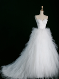 Elegant Wedding Dress Ball Gown Sweetheart White Tulle Summer Long Wedding Dresses Bride Dress Bridal Gowns HZ1121