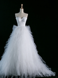 Elegant Wedding Dress Ball Gown Sweetheart White Tulle Summer Long Wedding Dresses Bride Dress Bridal Gowns HZ1121