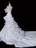Pretty Wedding Dress Mermaid Strapless White Satin Long Vintage Wedding Dresses Bridal Gowns Brides Gown HZ1121