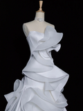 Pretty Wedding Dress Mermaid Strapless White Satin Long Vintage Wedding Dresses Bridal Gowns Brides Gown HZ1121