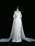 Pretty Wedding Dress A line Off The Shoulder Short Sleeves White Long Wedding Dresses Bridal Gowns Brides Gown HZ1121
