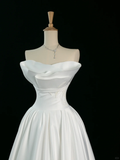 Pretty Wedding Dress A line Strapless Sleeveless White Long Wedding Dresses Bridal Gowns Brides Gown HZ1121