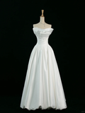 Pretty Wedding Dress A line Strapless Sleeveless White Long Wedding Dresses Bridal Gowns Brides Gown HZ1121
