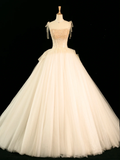 Elegant Wedding Dress Ball Gown Straps Sleeveless Ivory Tulle Summer Long Wedding Dresses Bride Dress Bridal Gowns HZ1121