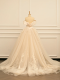Elegant Wedding Dress Ball Gown Off The Shoulder Short Sleeves Ivory Tulle Summer Long Wedding Dresses Bride Dress Bridal Gowns HZ1121