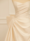 Elegant Wedding Dress Ball Gown Sweetheart Sleeves Ivory Satin Summer Long Wedding Dresses Bride Dress Bridal Gowns HZ1121
