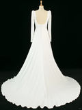 Pretty Wedding Dress A line Square Neck Long Sleeves White Long Wedding Dresses Bridal Gowns Brides Gown HZ1121