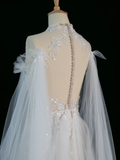 Pretty Wedding Dress A line Scoop Neck Long Sleeves Tulle Lace Vintage Wedding Dresses Bridal Gowns Brides Gown HZ1121