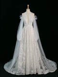 Pretty Wedding Dress A line Scoop Neck Long Sleeves Tulle Lace Vintage Wedding Dresses Bridal Gowns Brides Gown HZ1121
