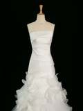 Pretty Wedding Dress Mermaid Strapless White Sleeveless Satin Long Vintage Wedding Dresses Bridal Gowns Brides Gown HZ1121