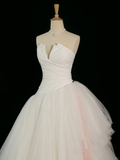 Elegant Wedding Dress Ball Gown Strapless White Tulle Summer Long Wedding Dresses Bride Dress Bridal Gowns HZ1121
