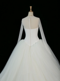 Elegant Wedding Dress Ball Gown Scoop Long Sleeves White Tulle Summer Wedding Dresses Bride Dress Bridal Gowns HZ1121