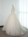 Elegant Wedding Dress Ball Gown Strapless Sleeveless White Tulle Summer Wedding Dresses Bride Dress Bridal Gowns HZ1121
