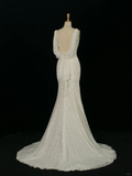 Pretty Wedding Dress Mermaid Spaghetti Straps White Sequin Long Vintage Wedding Dresses Bridal Gowns Brides Gown HZ1121