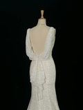 Pretty Wedding Dress Mermaid Spaghetti Straps White Sequin Long Vintage Wedding Dresses Bridal Gowns Brides Gown HZ1121