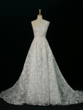 Elegant Wedding Dress Ball Gown One Shoulder Sleeveless White Lace Summer Wedding Dresses Bride Dress Bridal Gowns HZ1121