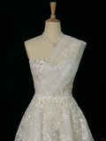 Elegant Wedding Dress Ball Gown One Shoulder Sleeveless White Lace Summer Wedding Dresses Bride Dress Bridal Gowns HZ1121