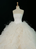 Pretty Wedding Dress Ball Gown Strapless White Sleeveless Tulle Long Vintage Wedding Dresses Bridal Gowns Brides Gown HZ1121