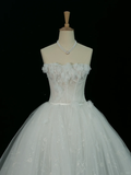 Pretty Wedding Dress Ball Gown Strapless White Sleeveless Tulle Long Vintage Wedding Dresses Bridal Gowns Brides Gown HZ1121