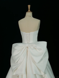 Elegant Wedding Dress Ball Gown Sweetheart Sleeveless White Satin Summer Long Wedding Dresses Bride Dress Bridal Gowns HZ1121