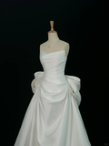 Elegant Wedding Dress Ball Gown Sweetheart Sleeveless White Satin Summer Long Wedding Dresses Bride Dress Bridal Gowns HZ1121