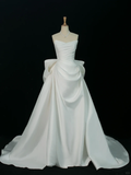 Elegant Wedding Dress Ball Gown Sweetheart Sleeveless White Satin Summer Long Wedding Dresses Bride Dress Bridal Gowns HZ1121