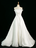 Elegant Wedding Dress Ball Gown Strapless Sleeveless White Summer Long Wedding Dresses Bride Dress Bridal Gowns HZ1121